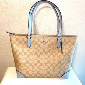 Coach Zip Top Tote in Signature Jacquard